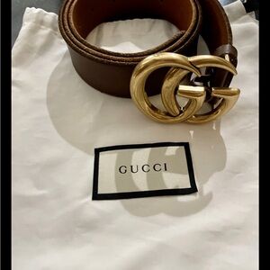 Gucci Brown Belt with Gold Buckle